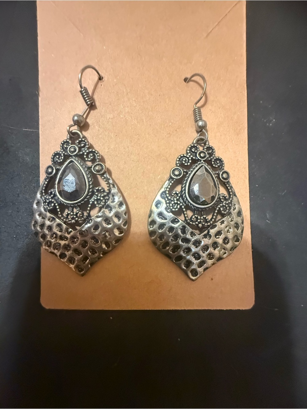 Charming Charlie Silver-Tone Filigree Teardrop Dangle Earrings